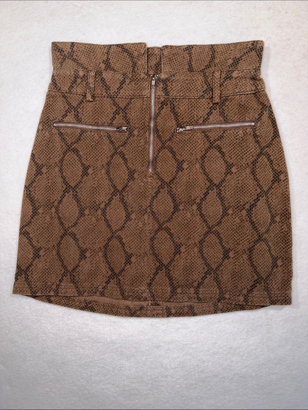 Le Lis Brown Snake-Print Mini Skirt